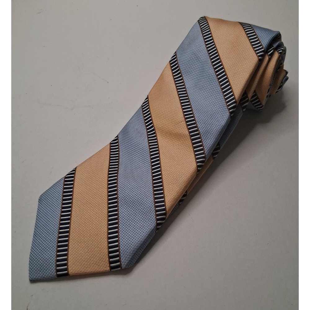 PETER MILLAR Thick Silk Tie Hand Folded Blue Melon Diagonal Repp 61"x 3.75"